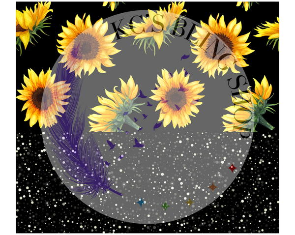 KC'S Bling Shop - Sunflower/Black Glitter Tumbler
