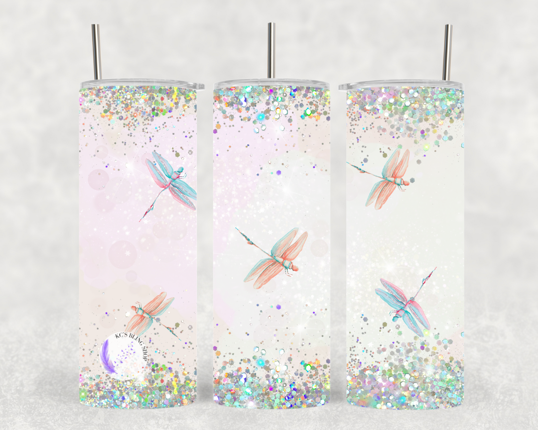 KC'S Bling Shop - Sparkly Dragonflies Tumbler